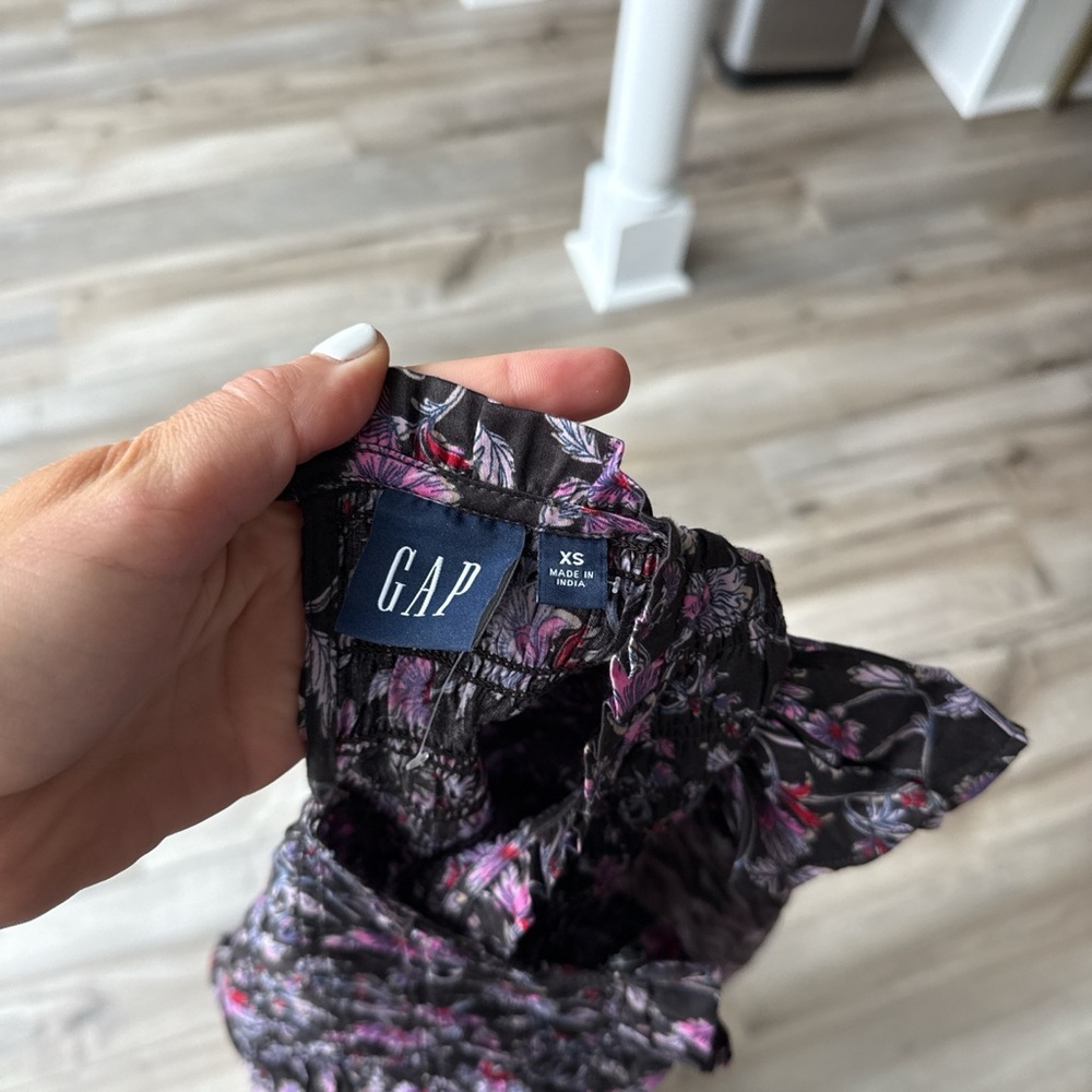 GAP purple floral dress with cinched waist size XS - Picture 4 of 4